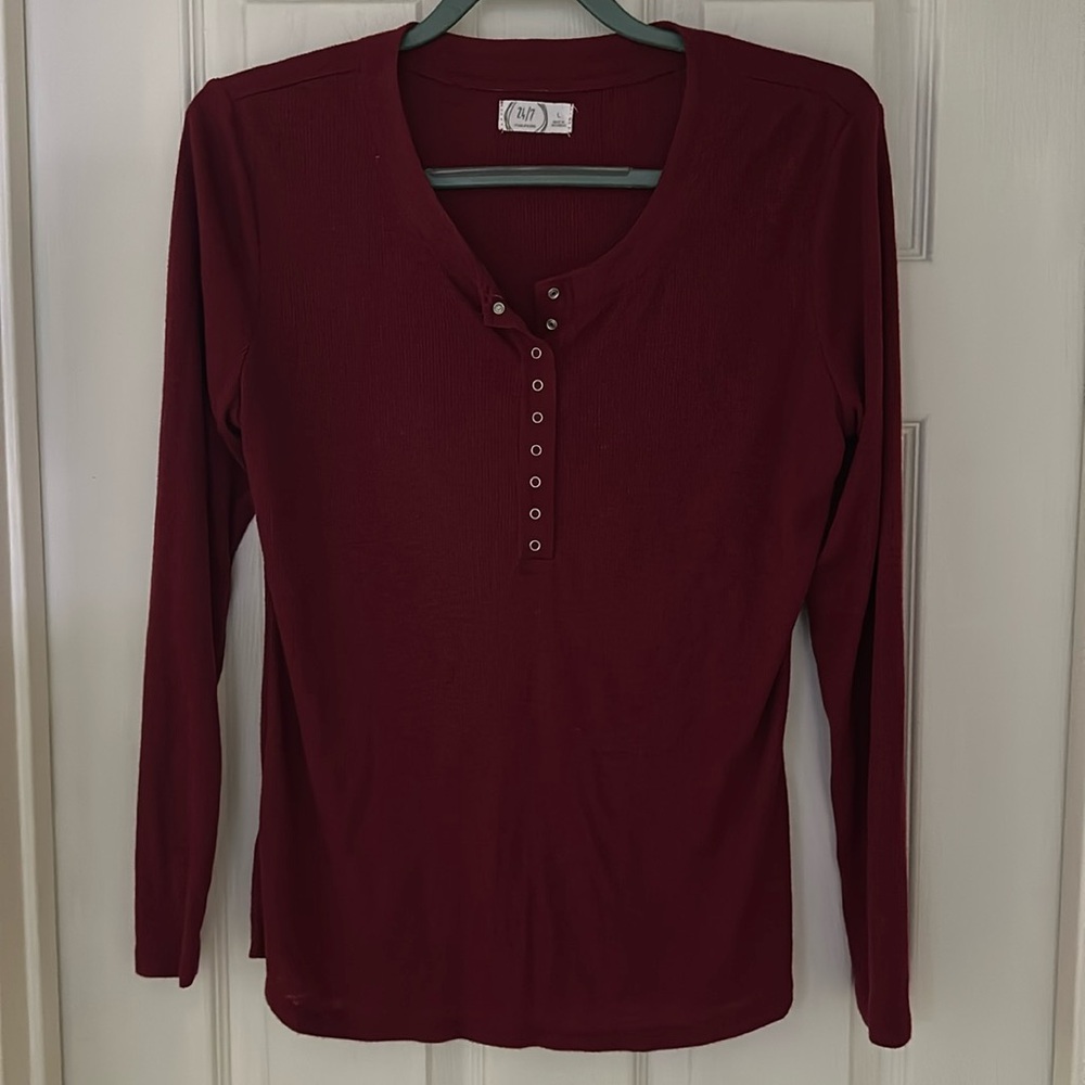 Maurices Deep Red Button Down Shirt
